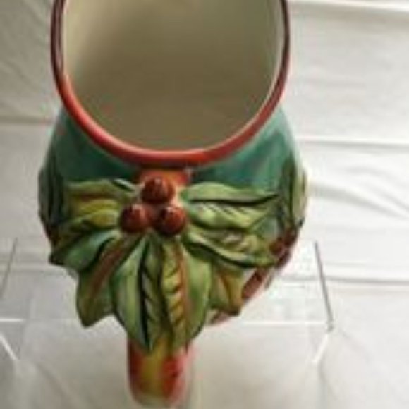 Clay Art Stone Lite Hand Painted Tropical Palm Trees Palm Beach Sangria Pitcher - Picture 3 of 9
